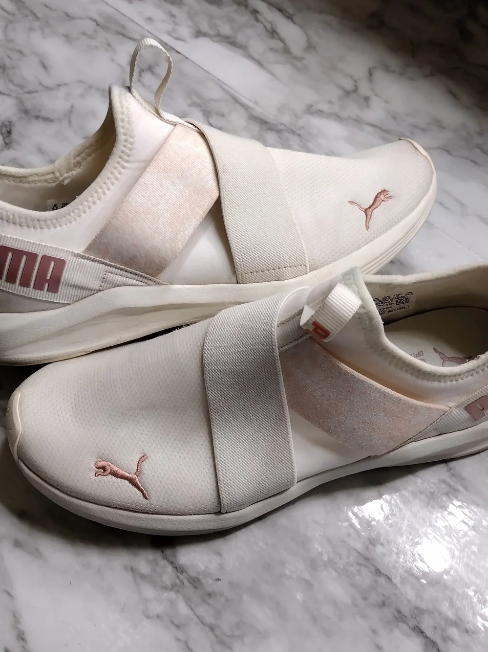 Puma Women's Slip-On Sneakers in Light Pink and Cream
